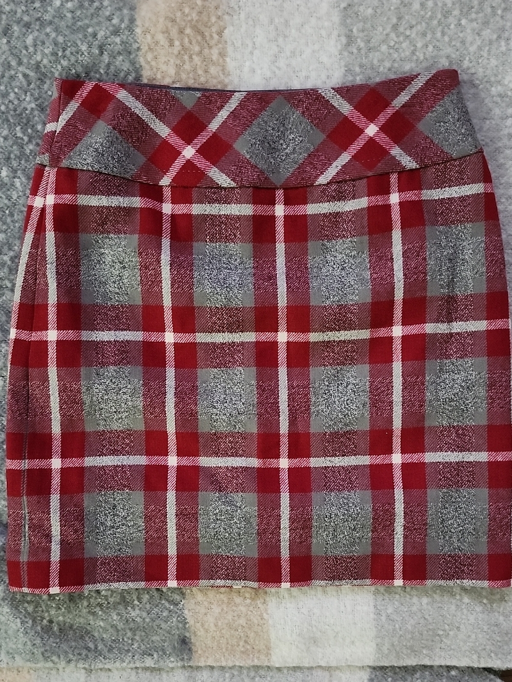 Eddie Bauer Vintage Plaid Mini Skirt NWT Size 2 Wool Blend Lined Red Gray Preppy